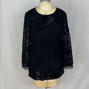 Reiss Elegant Black Sheer Women's Top Size 10